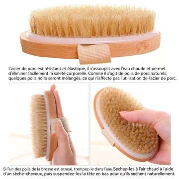 Brosse de bain en poils de sanglier et bois ovale en forme brosse pour le corps multifonctionnel brosse corps a sec brosse à dos